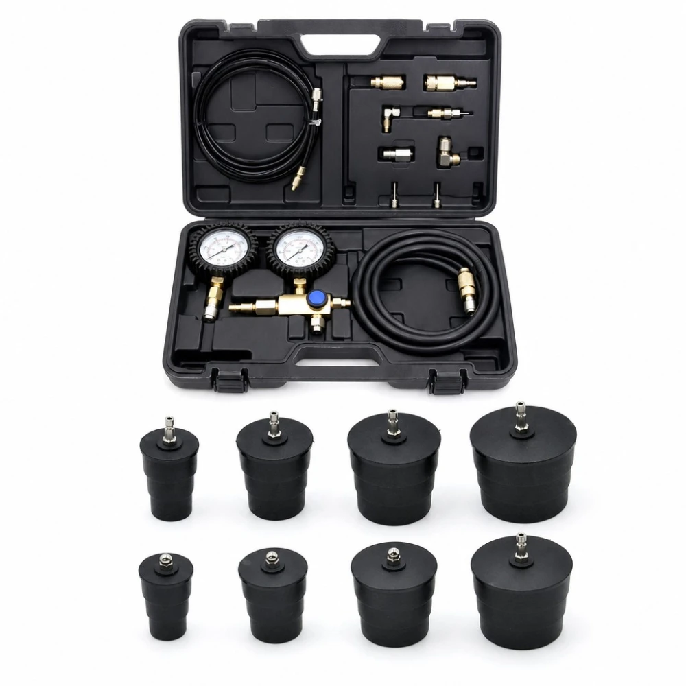 Kit Probador de Fugas de Turbocompresor 9 Piezas con Manómetro Test Presión Turbo