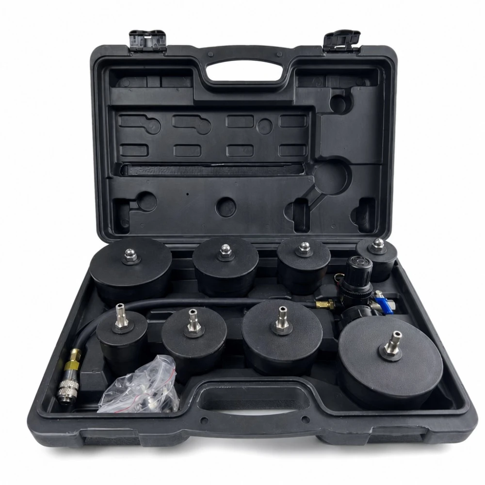 Kit Probador de Fugas de Turbocompresor 9 Piezas con Manómetro Test Presión Turbo