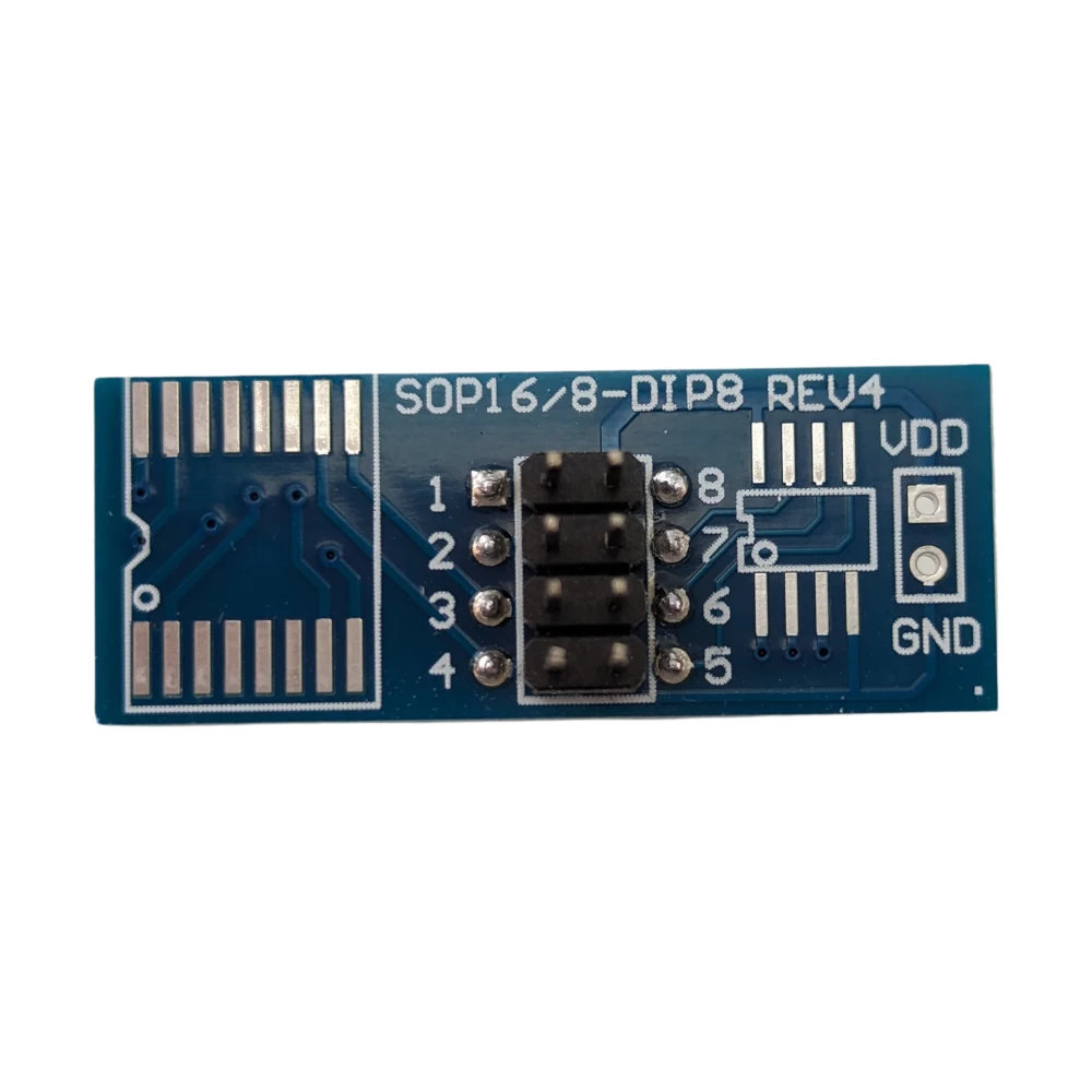 Vista del kit de adaptadores para programación electrónica con contactos bañados en oro