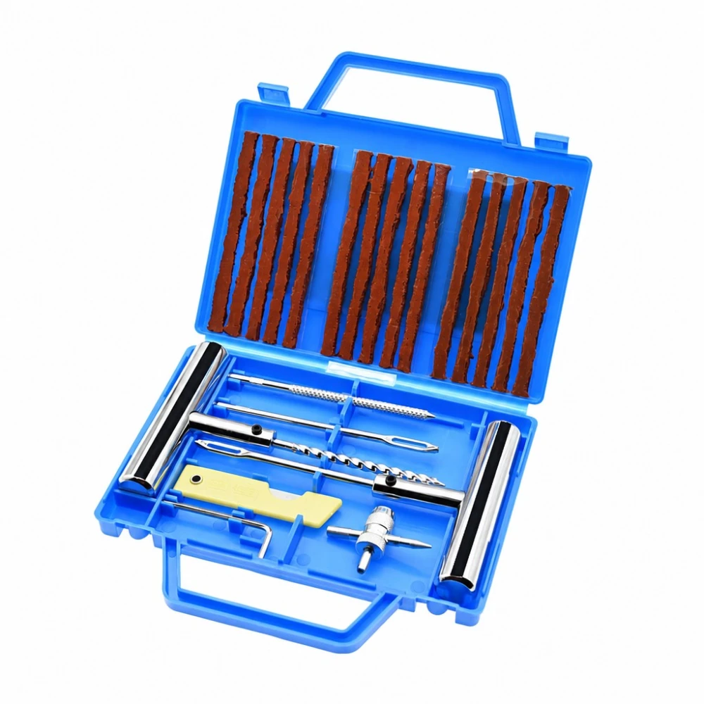 Kit Reparación Pinchazos Neumáticos 23 Piezas Coche Moto Mechas Punzón