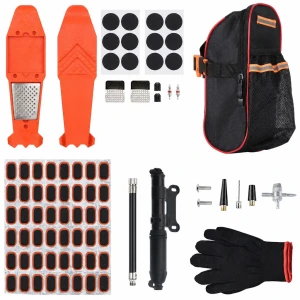 TSX TOOL Kit Reparación Pinchazos Neumáticos Moto Bicicleta 81 Piezas Mechas Punzón Tubeless