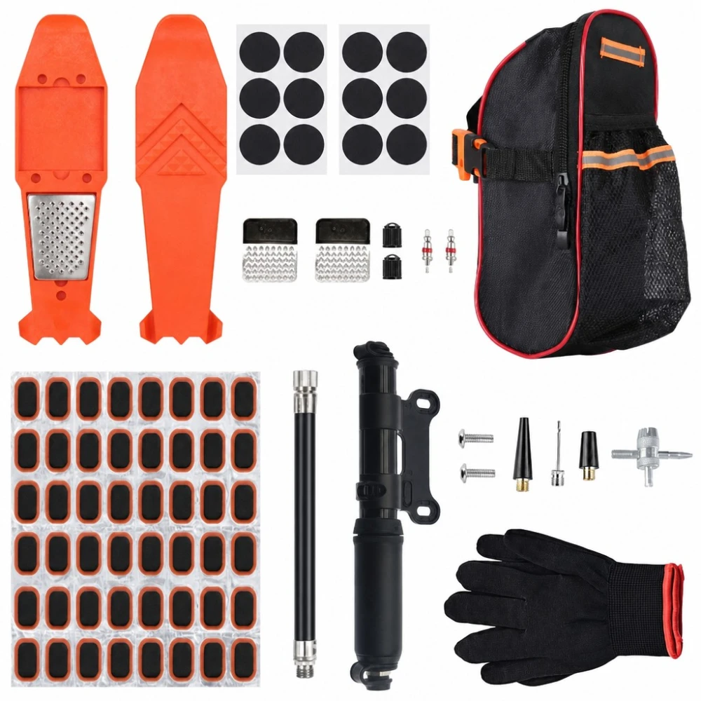 Kit Reparación Pinchazos Neumáticos Moto Bicicleta 81 Piezas Mechas Punzón Tubeless