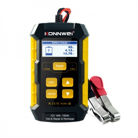 Konnwei KW510 12V Medidor de Baterias de Vehiculo Herramienta Diagnostico con Funciones 3en1 de Prueba/Reparacion/Recarga