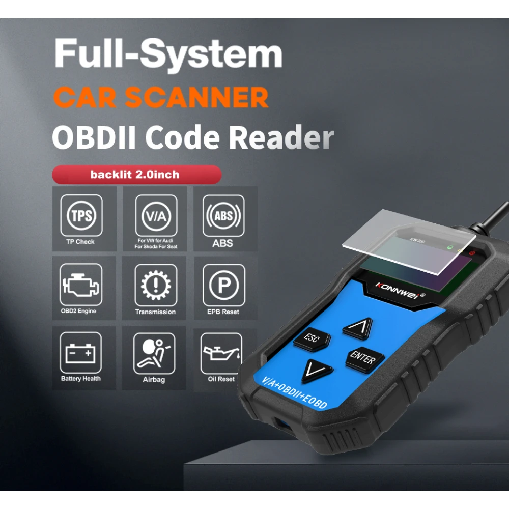 Konnwei KW350 escáner diagnóstico del sistema completo para VW Audi Seat Skoda