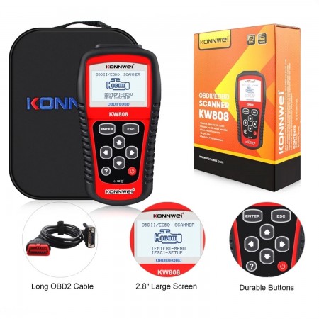 Konnwei KW808 OBD 2 Scanner de voiture - Outil de diagnostic automobile  OBD2 - Lecteur