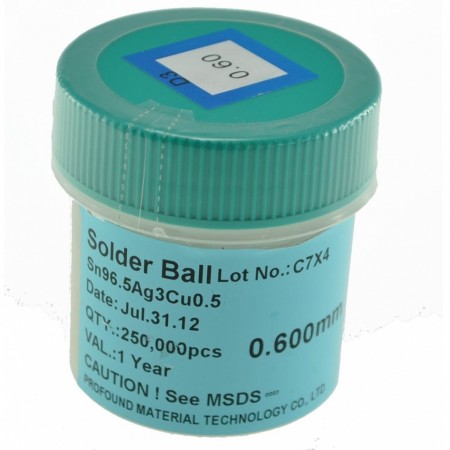 Solder Balls no lead 0,6mm 250K Tin balls Pmtc 22.00 euro - satkit