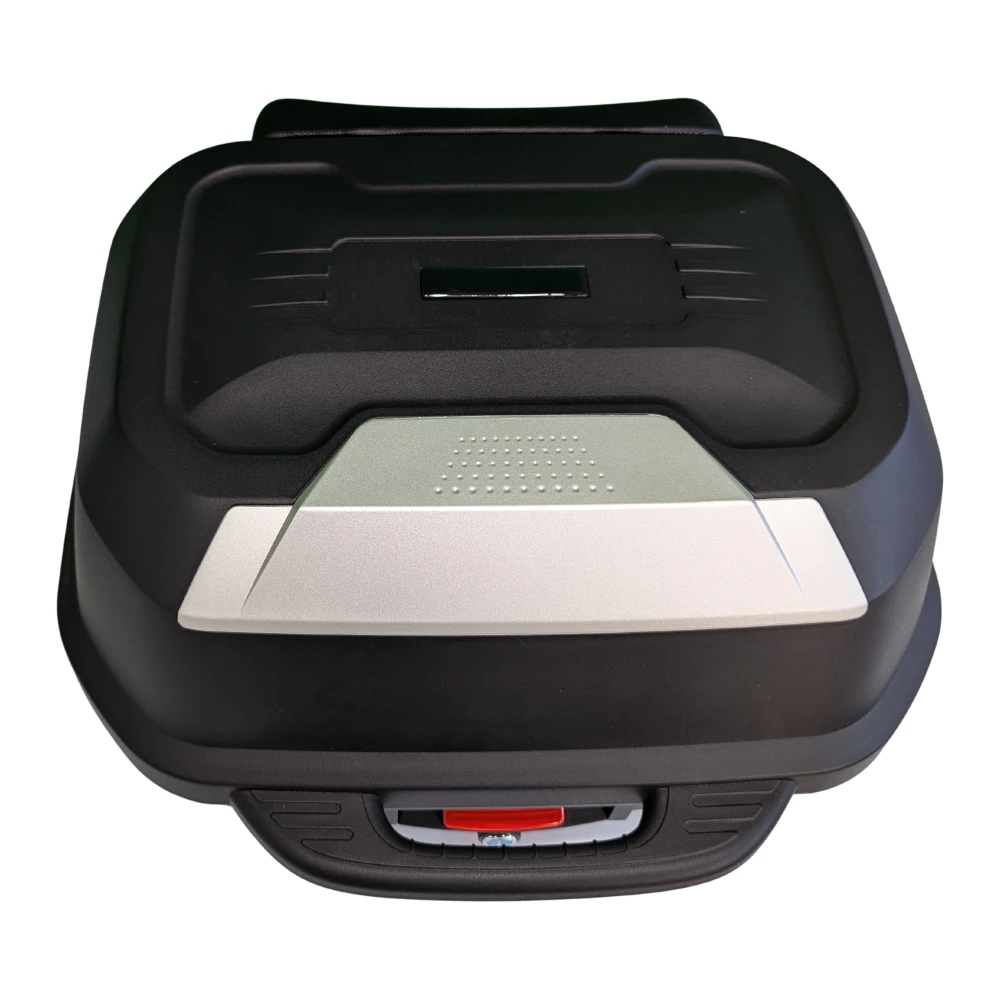 Maleta portacasco moto 47L - Baúl universal desmontable con cerradura y respaldo