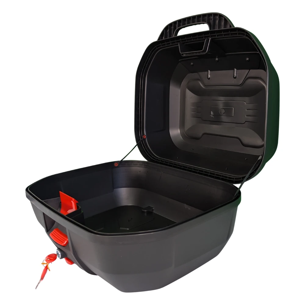 Maleta portacasco moto 47L - Baúl universal desmontable con cerradura y respaldo