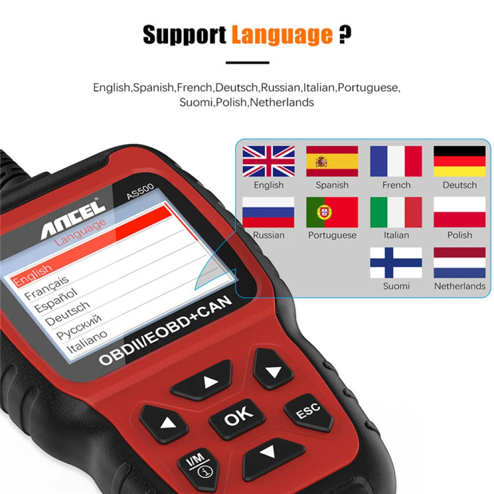 Máquina de diagnóstico Ancel AS500 OBD2 Scanner para vehículos