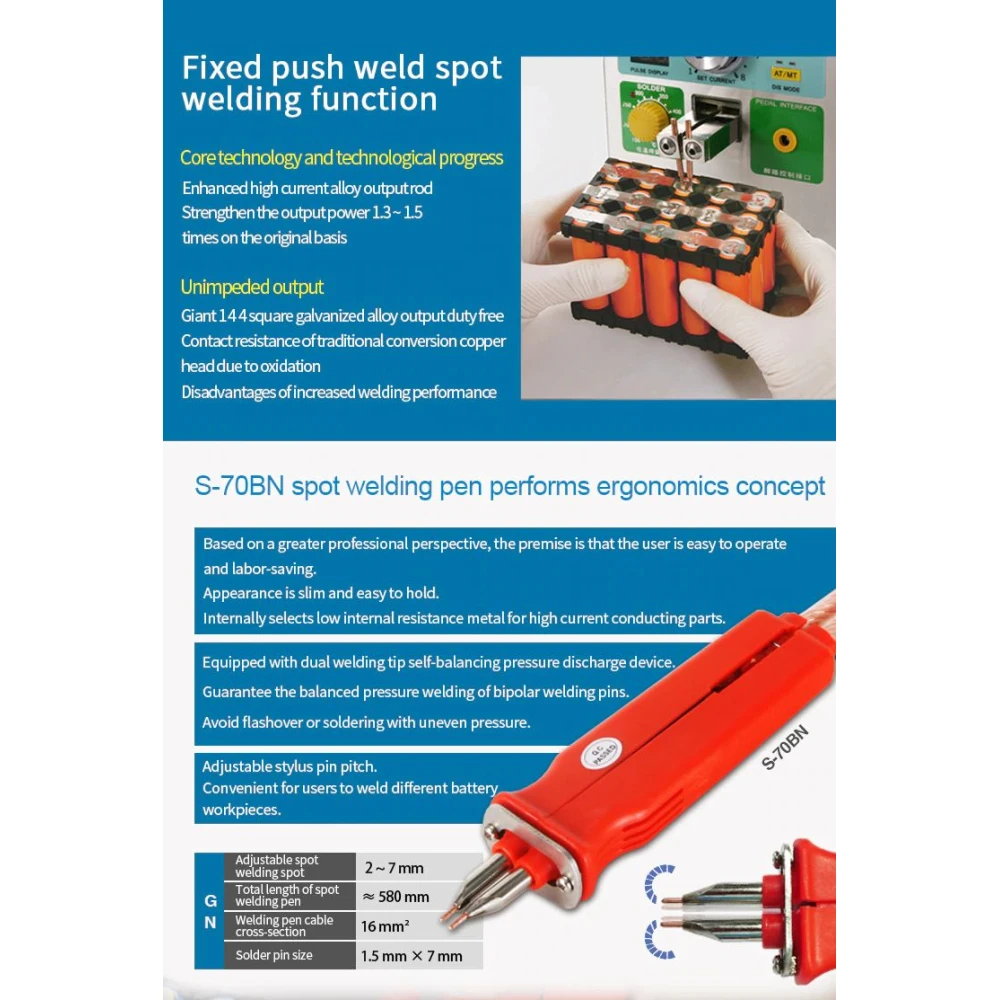 Maquina soldadura de puntos Sunkko 709AD+ 220V con soldador para batería de litio 18650