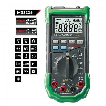 Mastech MS8229 - Equipo 5 en 1 Multimetro , Sonometro, humedad, luxometro, termometro. Termometros Mastech 44.00 euro - satkit