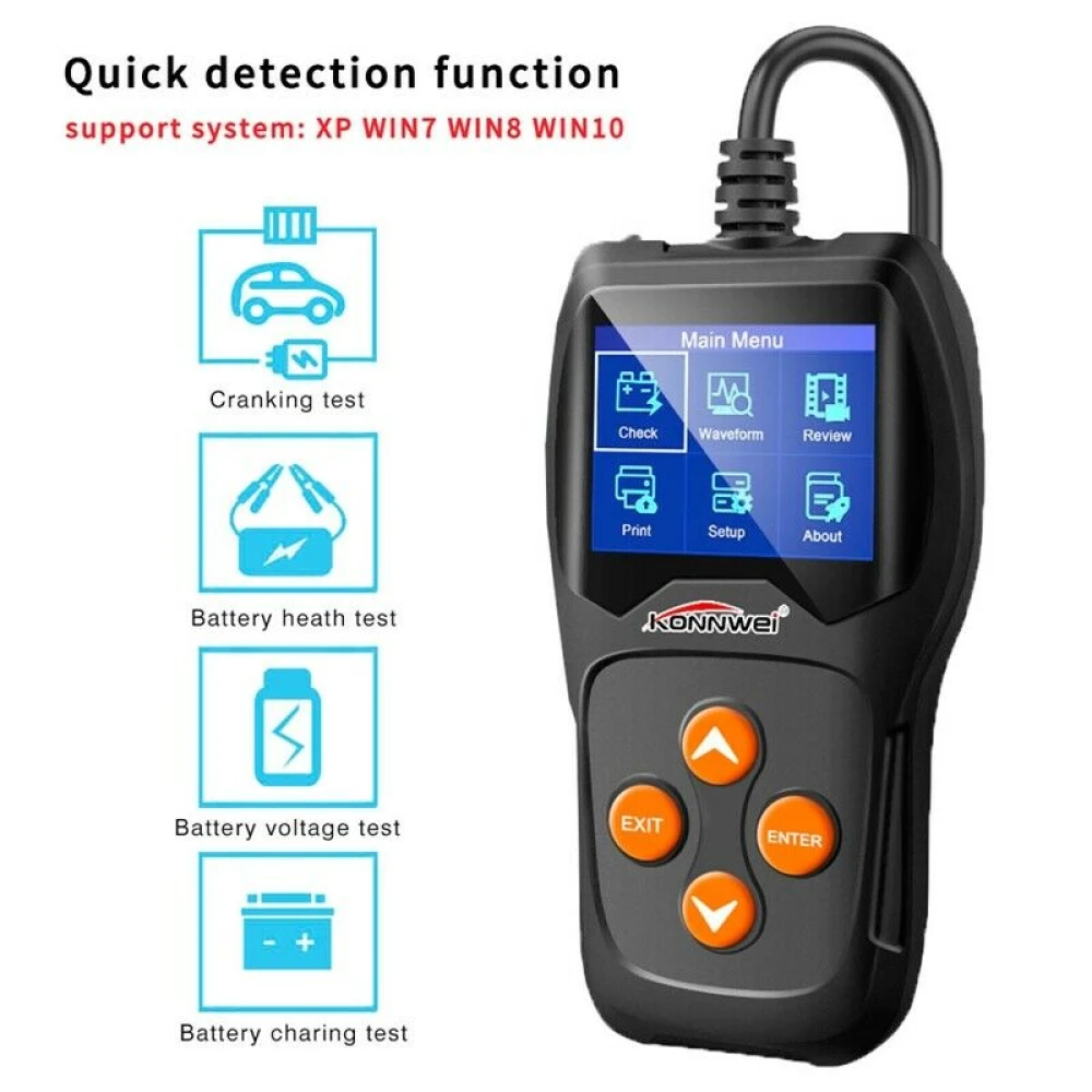 Medidor de baterías Konnwei KW600 12V para coche y moto - Herramienta de diagnóstico