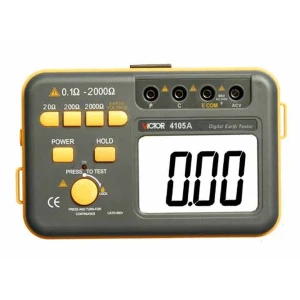 Medidor de resistencia contra tierra Victor 4105A con piquetas y cables