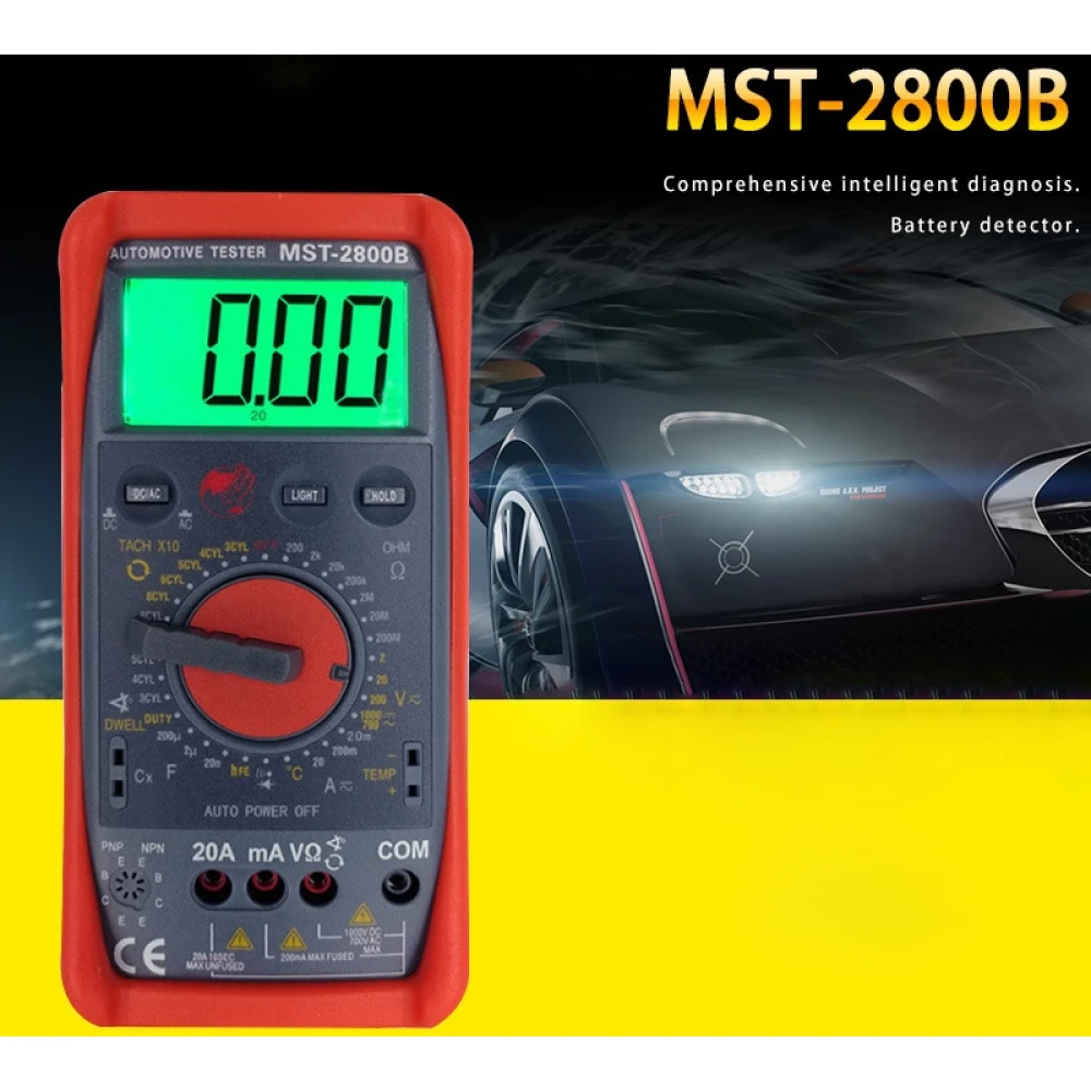 MST-2800B Multímetro Digital Inteligente con Pantalla LCD Grande para Automoción