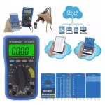 Detalle del multímetro digital HoldPeak HP-90EPD mostrando pantalla y botones