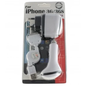 satkit Pack 3 en 1 cargadores para Apple iPod, iTouch, iPhone 3G - cargador coche y pared