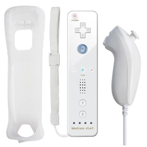 Pack Mando Wii Remote con Wiimotionplus incorporado + Nunchuck Compatible Wii Blanco