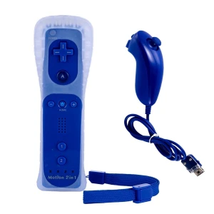 Pack Mando Wii Remote Motion Plus + Nunchuck Compatible Wii Color Azul
