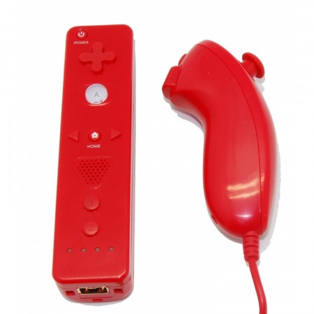 PACK WIIMOTE + NUNCHUCK   *COMPATIBLE*  [Wiimote + Nunchuck] RED Wii CONTROLLERS  13.00 euro - satkit