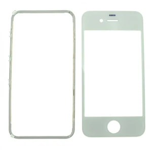 Pantalla de Cristal Iphone 4s Blanco con Marco Adhesivo para Reparación