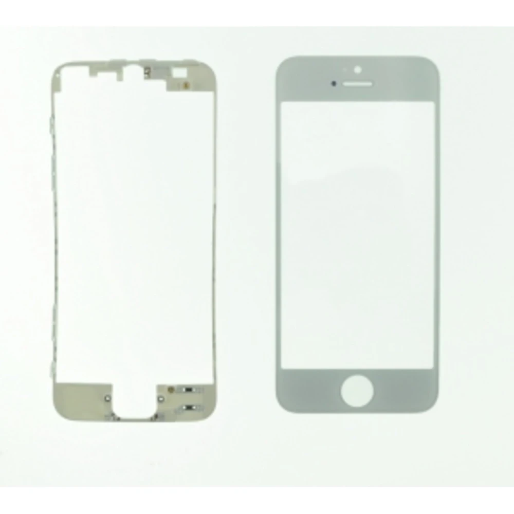 Pantalla de Cristal iPhone 5 Blanco con Marco Adhesivo para Reparación