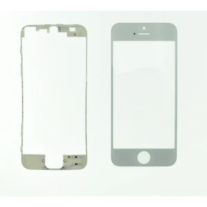 Pantalla de Cristal iPhone 5s Blanco con Marco Adhesivo de satkit