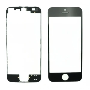Pantalla de Cristal Iphone 5s Negra con Marco Adhesivo para Reparación