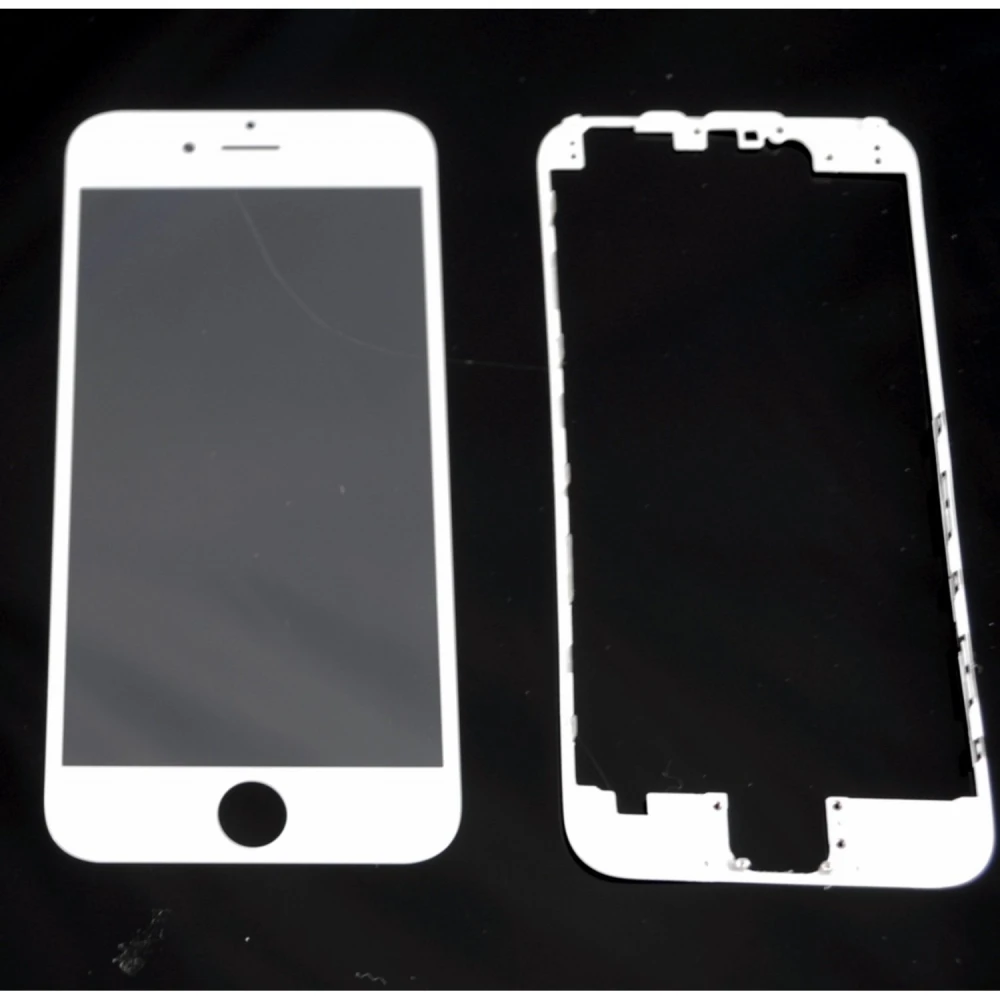 Pantalla de Cristal Iphone 6 Blanco con Marco Adhesivo para Reparación