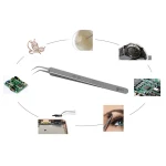 Pinzas Best Q5 para electrónica con detalle en acero inoxidable y punta curvada