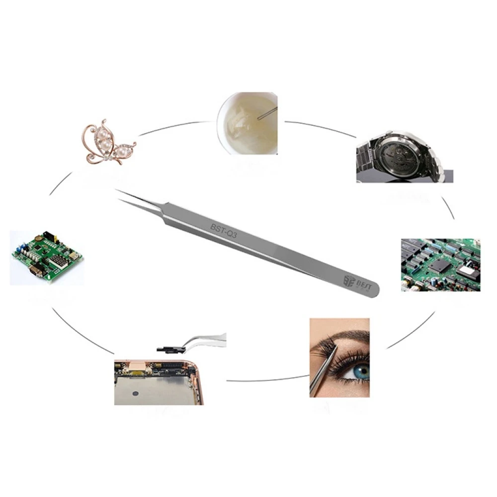 Pinzas extrafinas para electrónica Best Q3 rectas para retirar componentes electrónicos