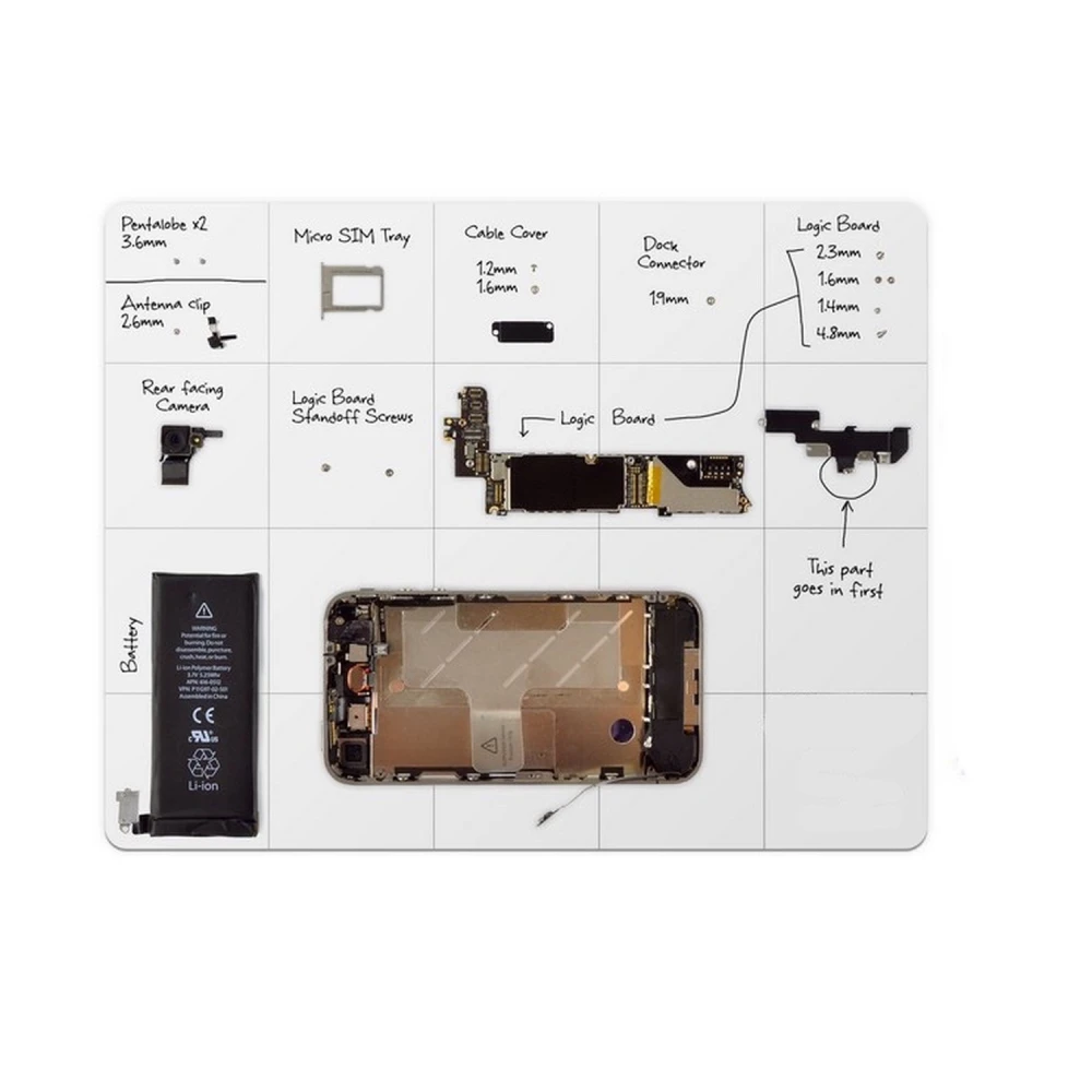 Organizador magnético para reparaciones de móviles, tablets y portátiles