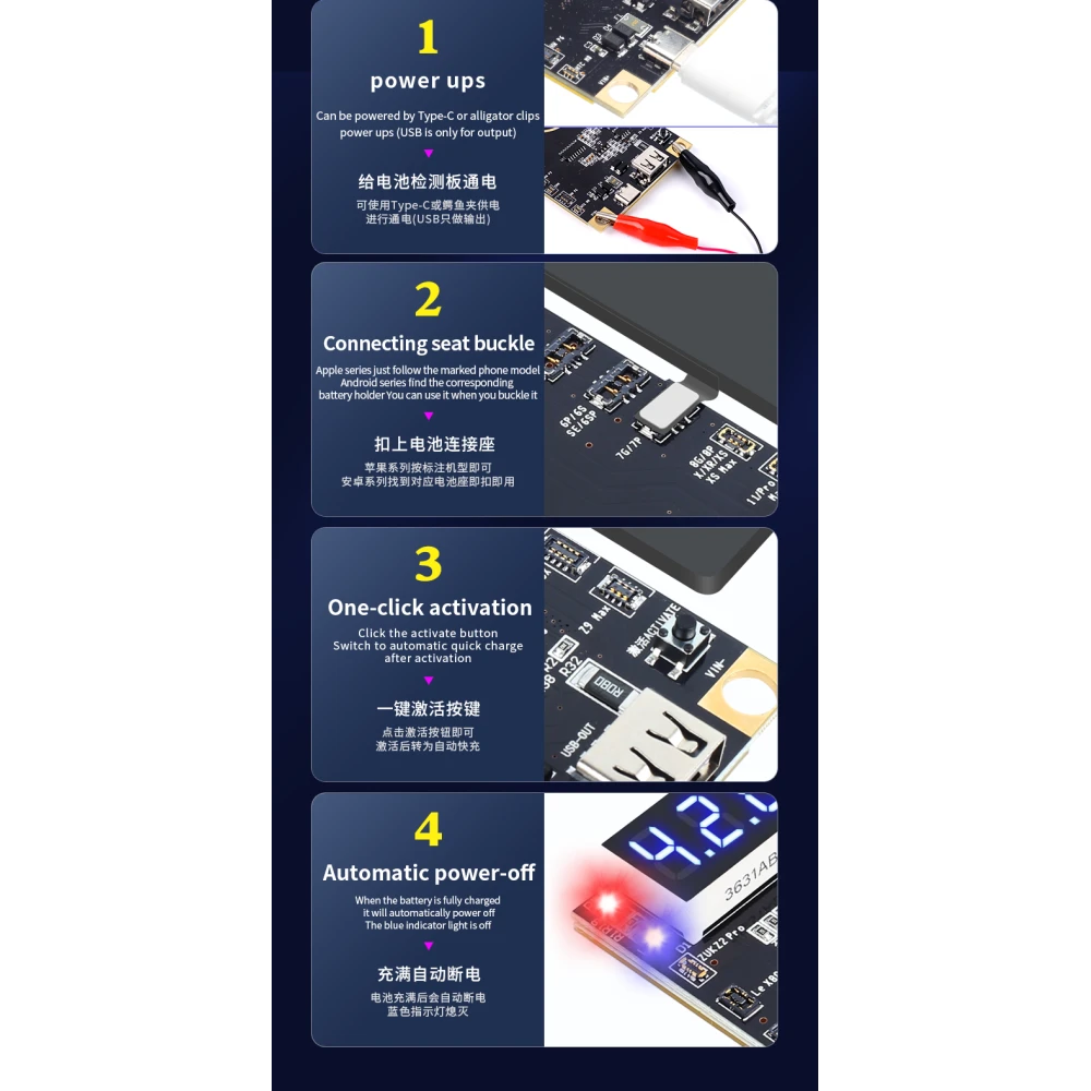 Placa de activación de batería Mechanic BA27 para iPhone y Android