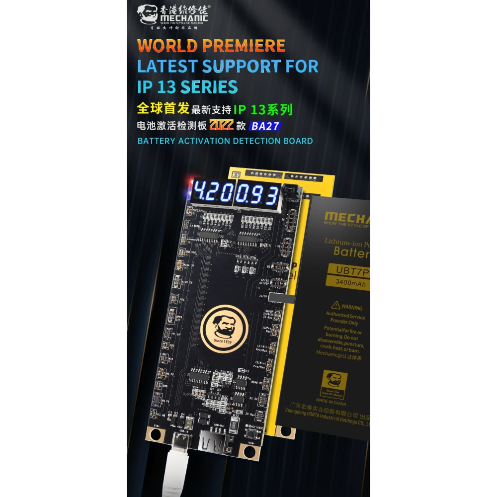 Placa de activación de batería Mechanic BA27 para iPhone y Android