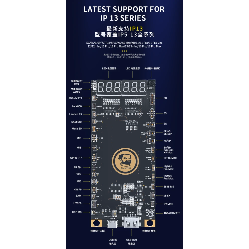 Placa de activación de batería Mechanic BA27 para iPhone y Android