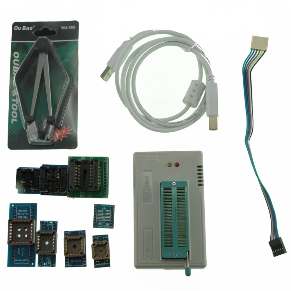 Programador universal USB Minipro TL866A con ICSP y 5 sockets para microcontroladores