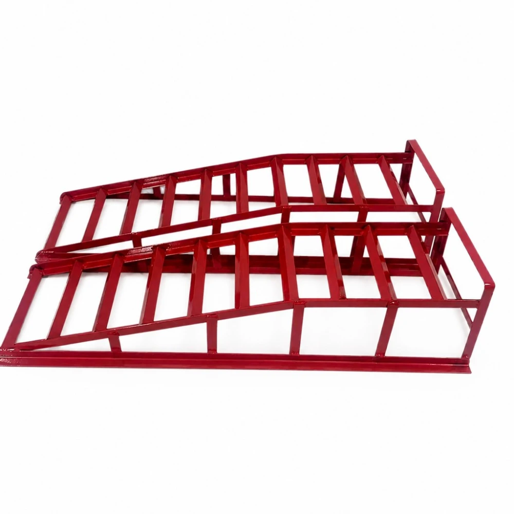 Rampas de Acero para Coche 2 Toneladas (4.400 lbs) — Set de 2 Rampas de Servicio Portátiles para Cambio de Aceite y Mantenimiento, Rojas TSX TOOL