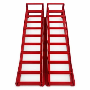 TSX TOOL Rampas de Acero para Coche 2 Toneladas (4.400 lbs) — Set de 2 Rampas de Servicio Portátiles para Cambio de Aceite y Mantenimiento, Rojas TSX TOOL