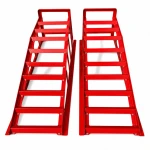 Rampas de Acero para Coche 2 Toneladas (4.400 lbs) — Set de 2 Rampas de Servicio Portátiles para Cambio de Aceite y Mantenimiento, Rojas TSX TOOL
