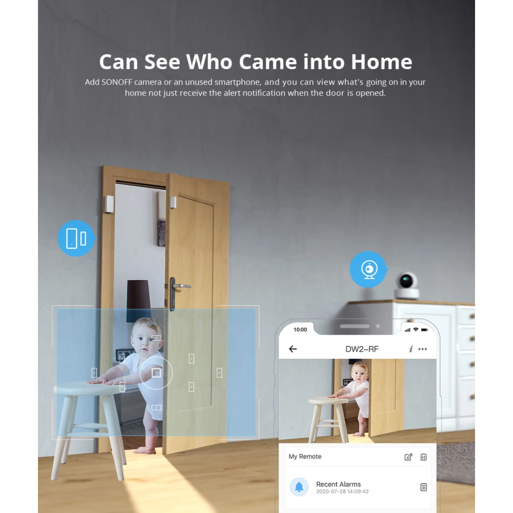 Sensor puerta ventana inalámbrico SONOFF DW2 RF para alarma de seguridad doméstica