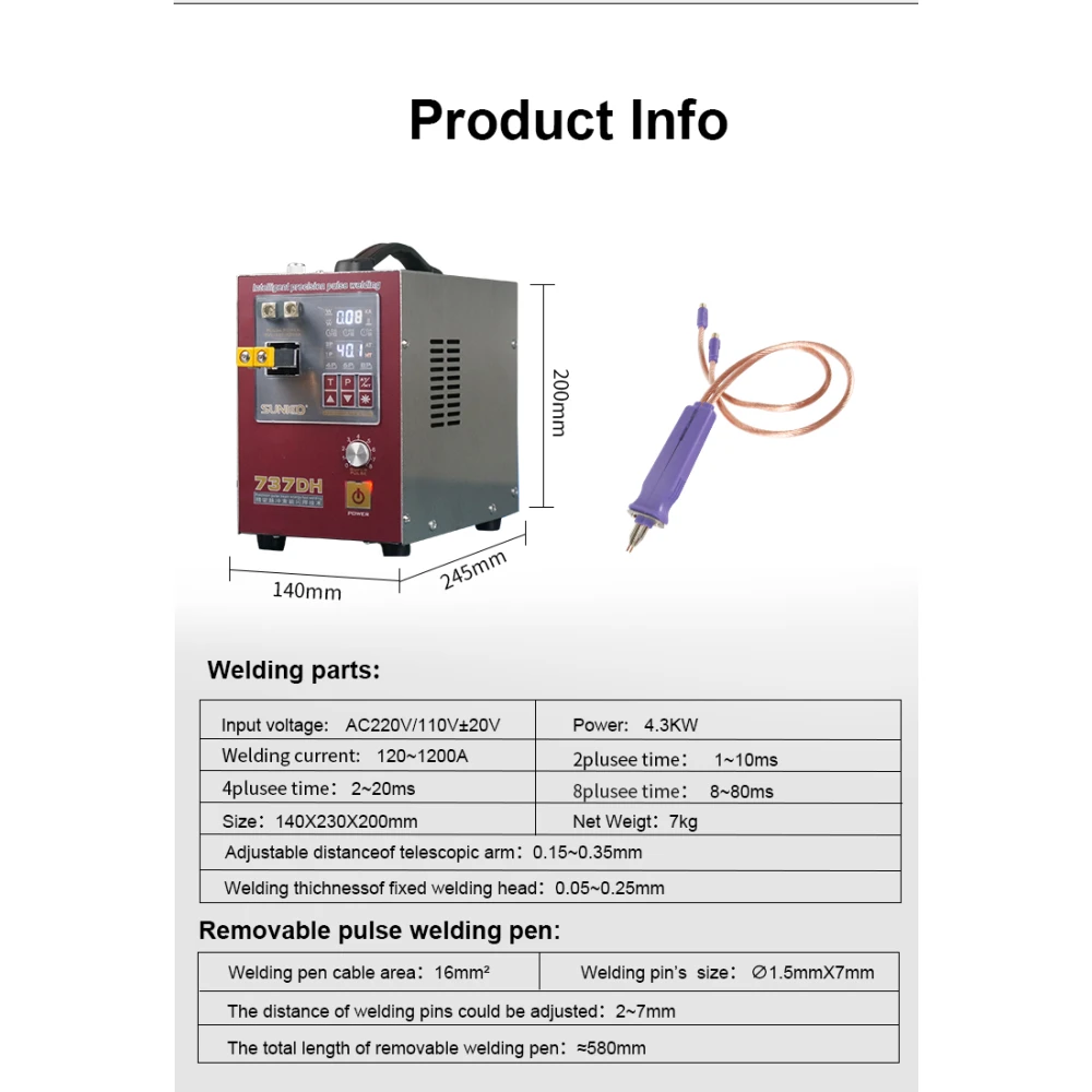 Soldadora por puntos Sunkko 737DH para construcción de baterías de litio 18650 14500 21700