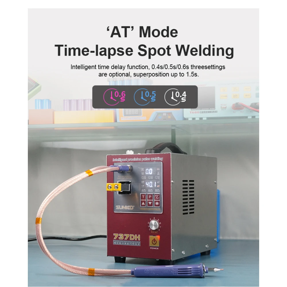 Soldadora por puntos Sunkko 737DH para construcción de baterías de litio 18650 14500 21700
