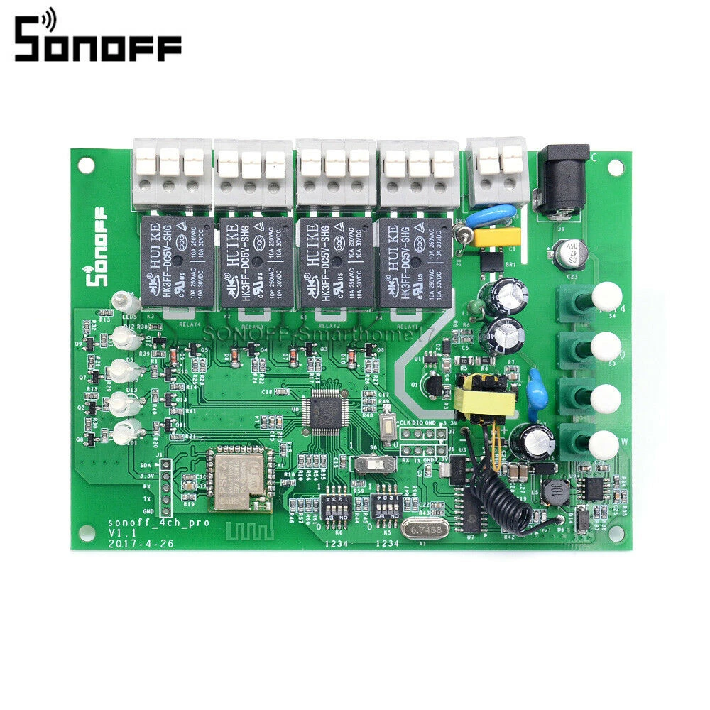 Sonoff 4ch Pro R3 Interruptor Wifi 4 Canales para Domótica Compatible con Alexa y Google Home