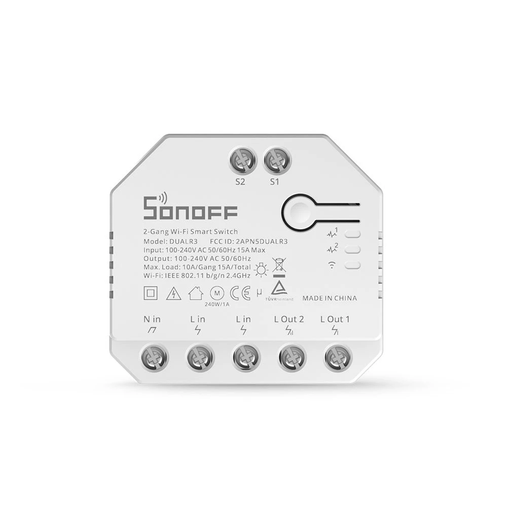 SONOFF DUAL R3 Interruptor inteligente dual con medición de potencia y control domótico