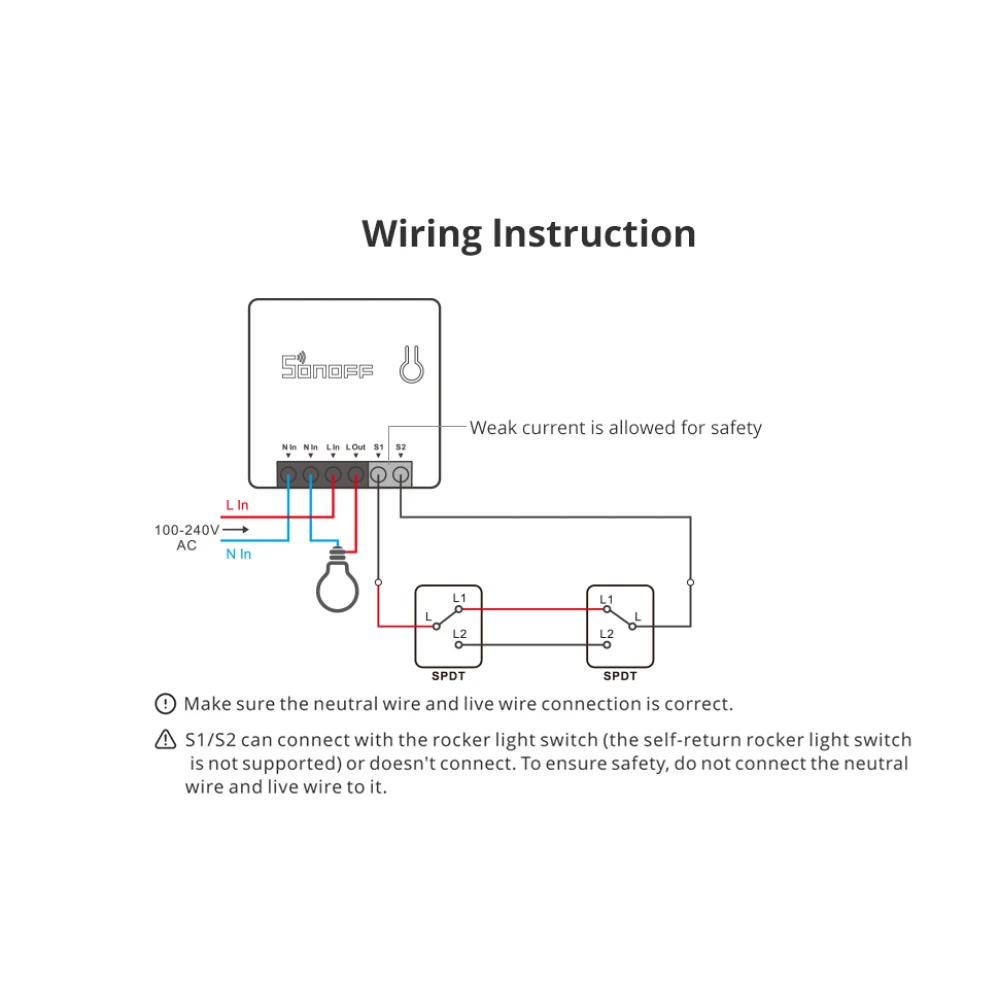 SONOFF ZBMINI ZigBee Interruptor Inteligente Mini para Control de Luz 2 Vías