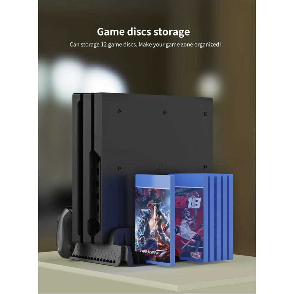 Soporte multifuncional para PS4 con diseño antideslizante y protección contra cortocircuitos