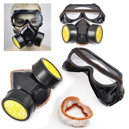 Máscara Respiración Doble Cartucho con Gafas Kit Pintura Anti Gases Respiradores  6.50 euro - satkit