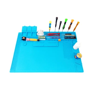 TSX TOOL Tapete silicona resistente al calor 500º para reparación de móviles y ordenadores 48x32cm