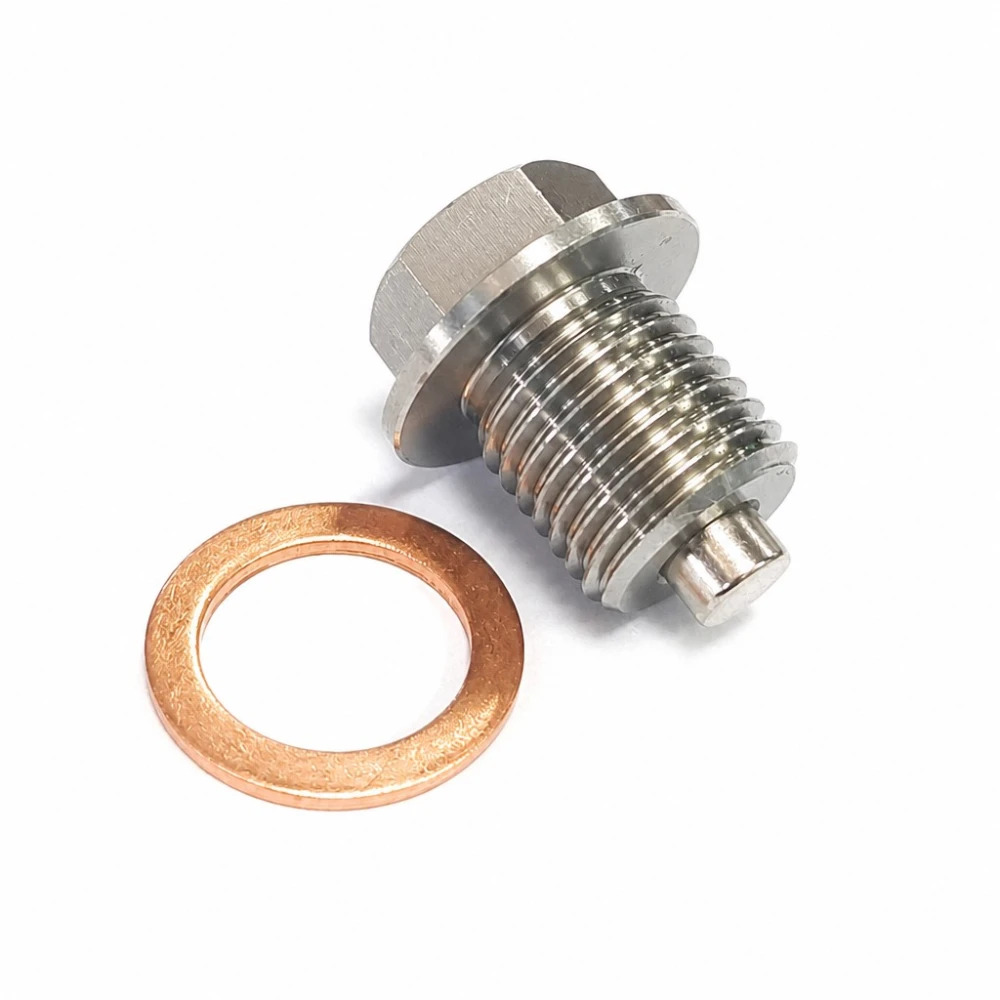 Tapón de Drenaje de Aceite Magnético Acero Inoxidable M12 x 1,25 con Arandela - Cárter Coche Moto
