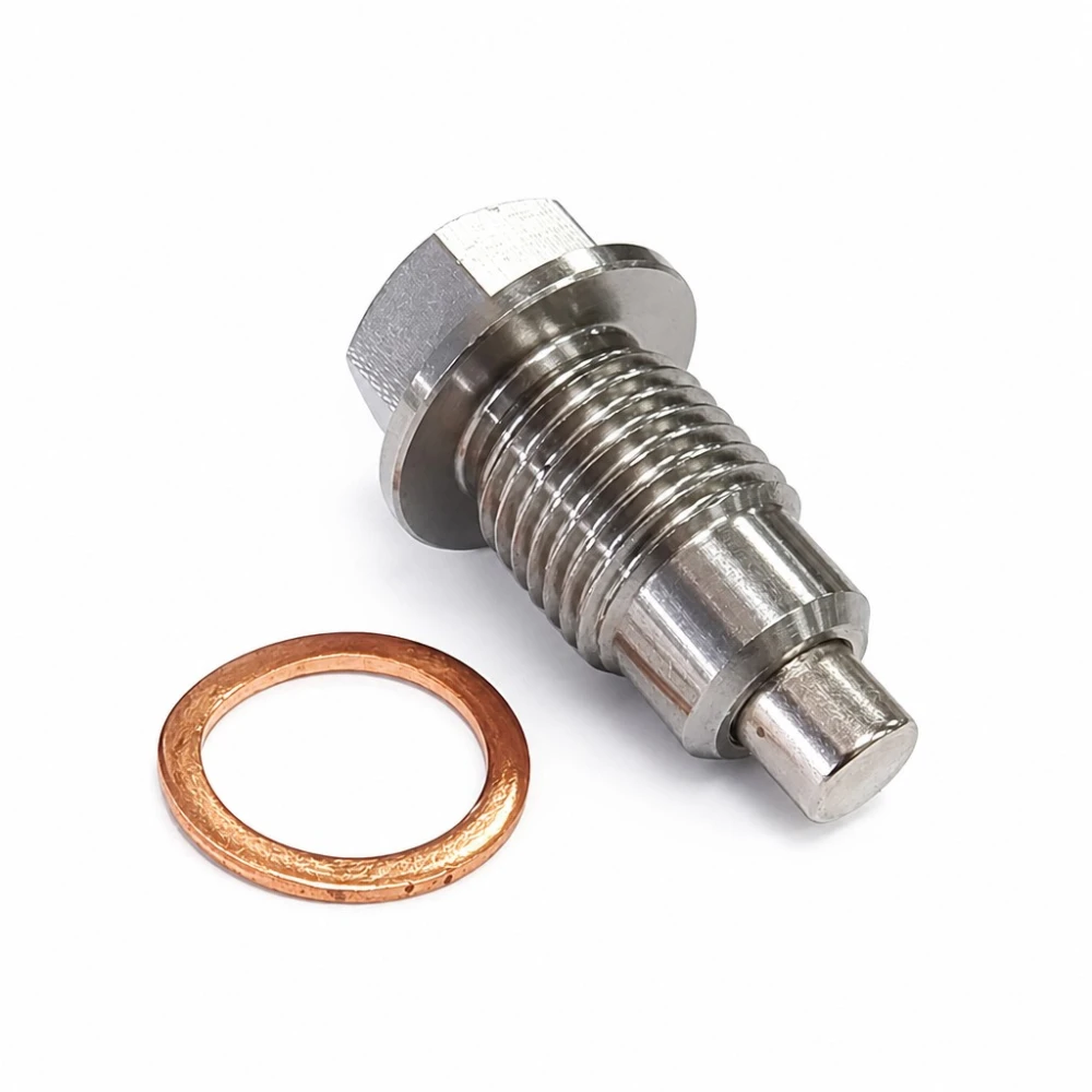 Tapón de Drenaje de Aceite Magnético Acero Inoxidable M12 x 1,5 con Arandela - Cárter Coche Moto