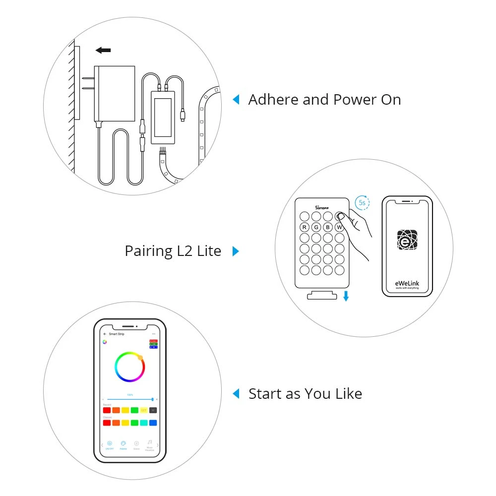 Tira LED inteligente WiFi SONOFF L2 Lite 5 metros con control remoto y app